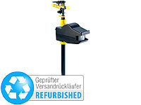 Exbuster Tiervertreiber mit Wassersprinkler & Sensor (refurbished); Ultraschall-Solar-Tierschrecke mit Bewegungsmelder mit Blinklicht Ultraschall-Solar-Tierschrecke mit Bewegungsmelder mit Blinklicht 