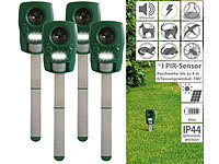 Exbuster 4er-Set Ultraschall-Solar-Tierschrecke mit Bewegungssensor, IP44; Dornengitter Dornengitter Dornengitter Dornengitter 